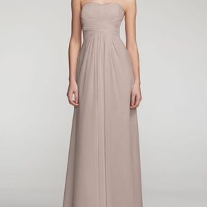 Long Strapless Chiffon Dress and Pleated Bodice